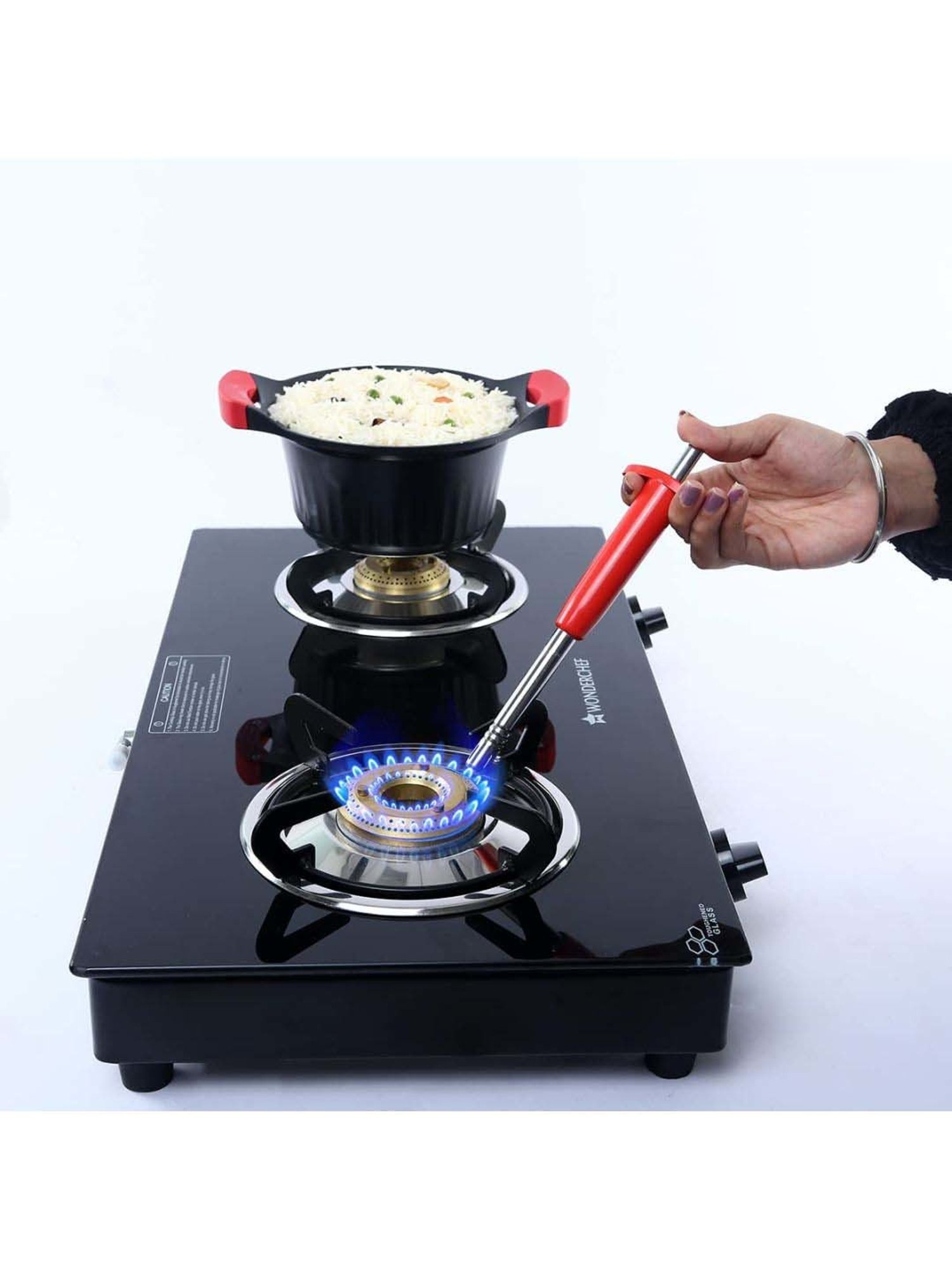 Wonderchef Stainless Steel Red Gas Igniter, Long Lasting, Rust Proof, Unbreakable, Soft & Long Grip