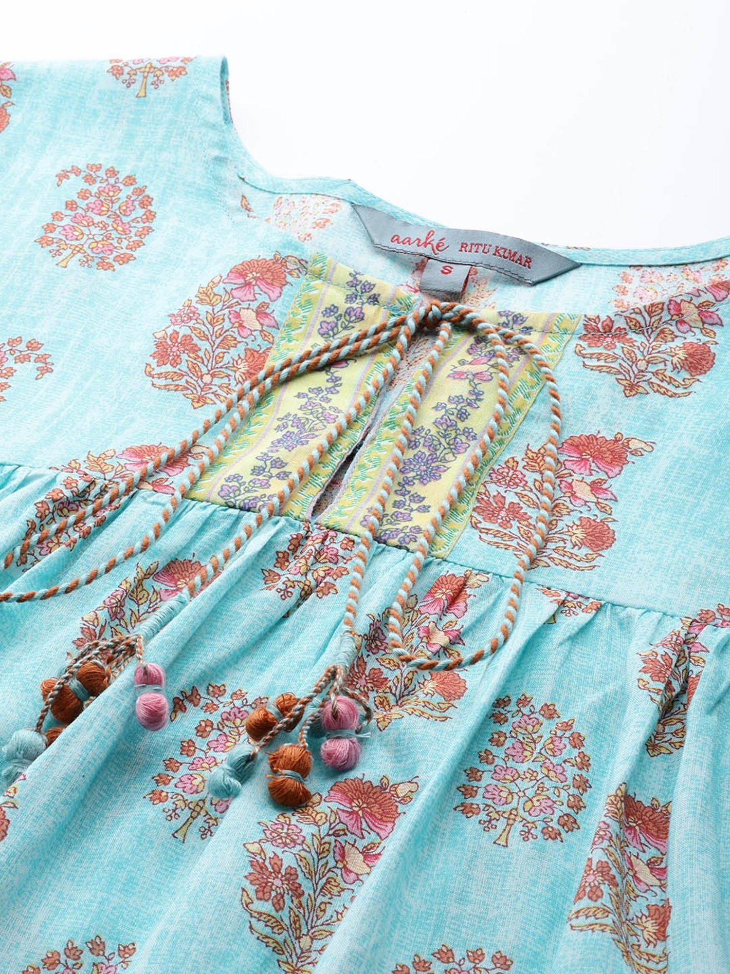 aarke Ritu Kumar Turquoise Printed Top