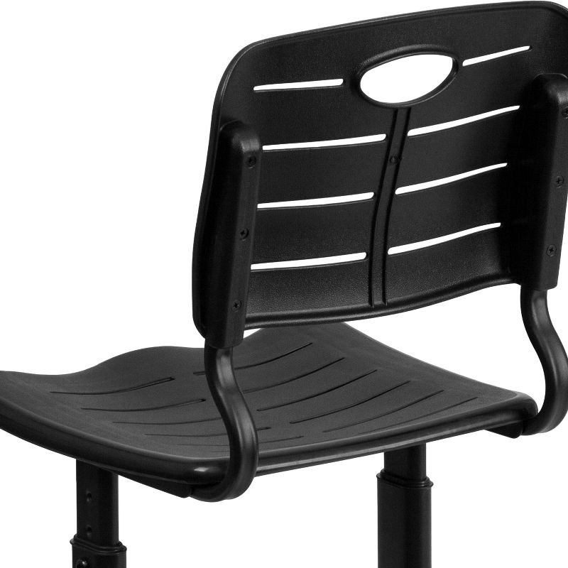 Emma and Oliver Adjustable Height Black Student Chair with Black Pedestal Frame