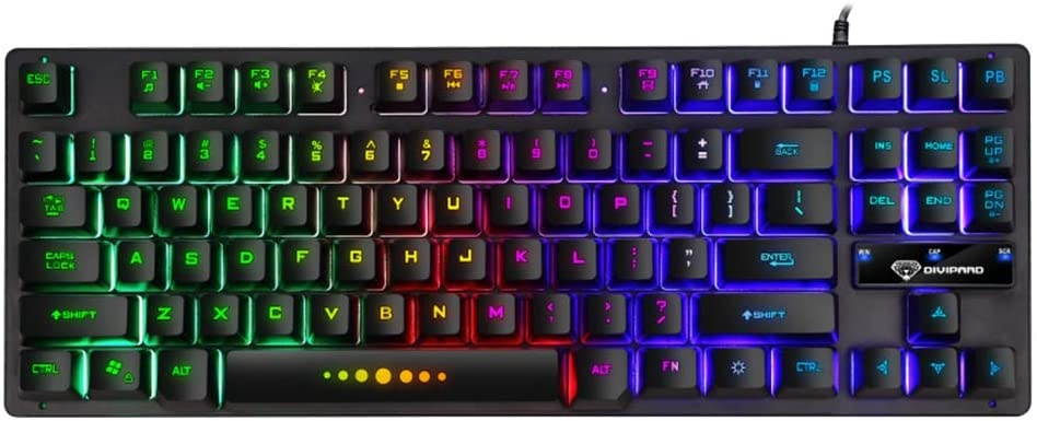 MagiDeal 87 Keys Mechanical Keyboard RGB Rainbow Backlit for Windows PC Gamers