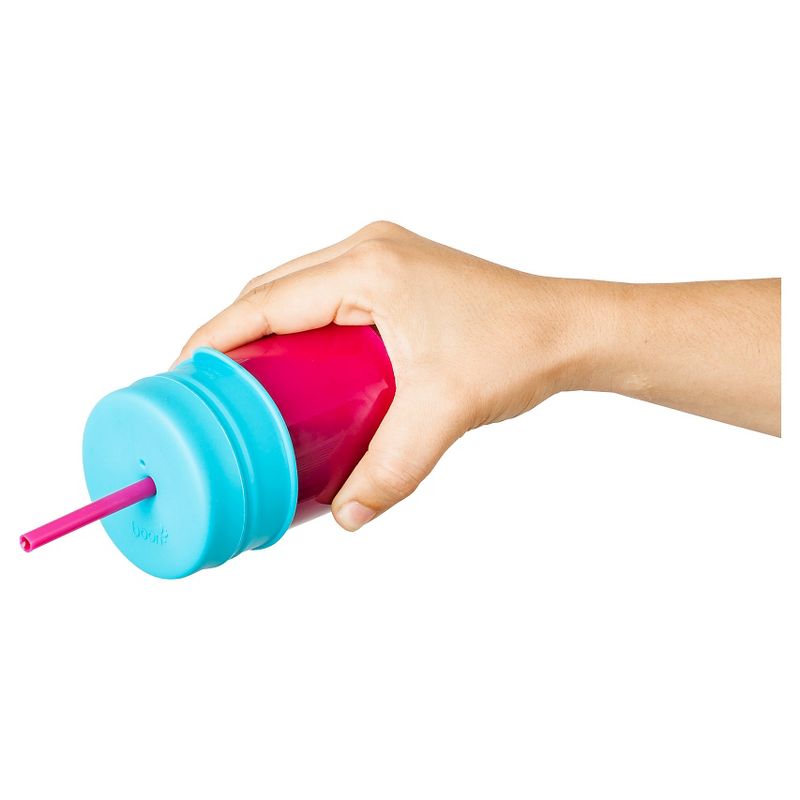 Boon Snug Straw Universal Silicone Straw Lids and Cup, Pink - 8oz