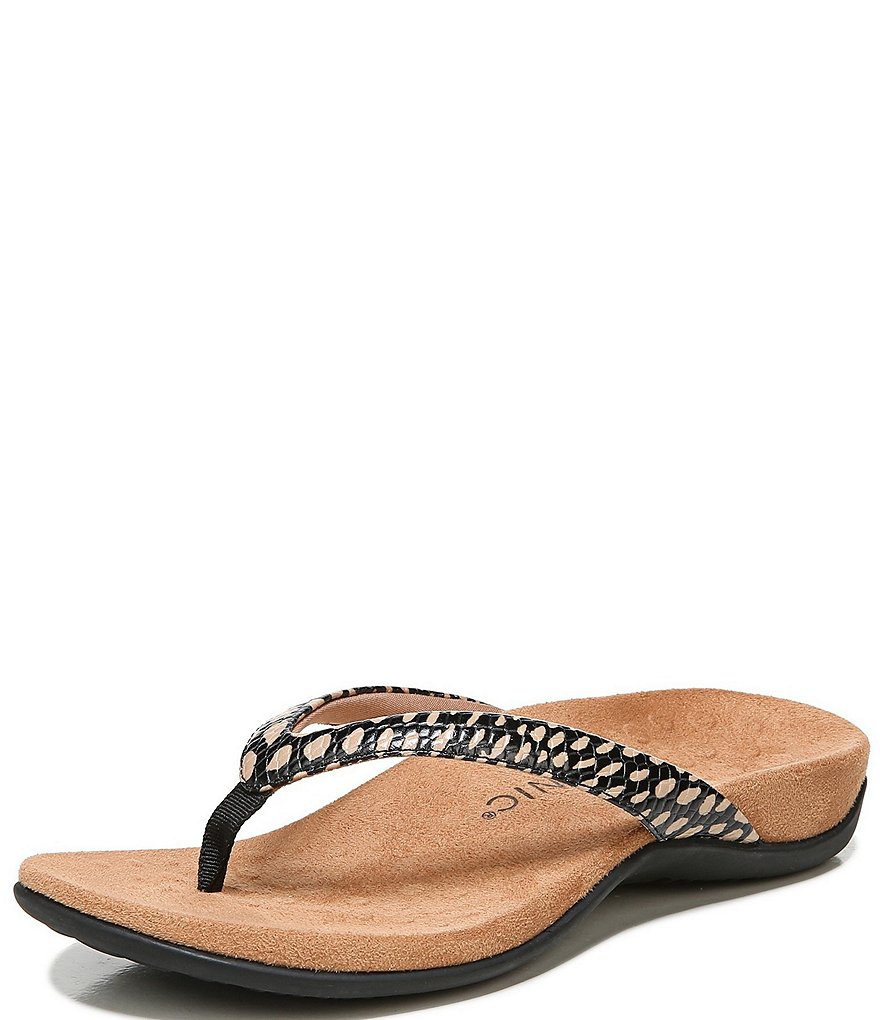 Vionic Dillon Spots Print Leather Flip Flops