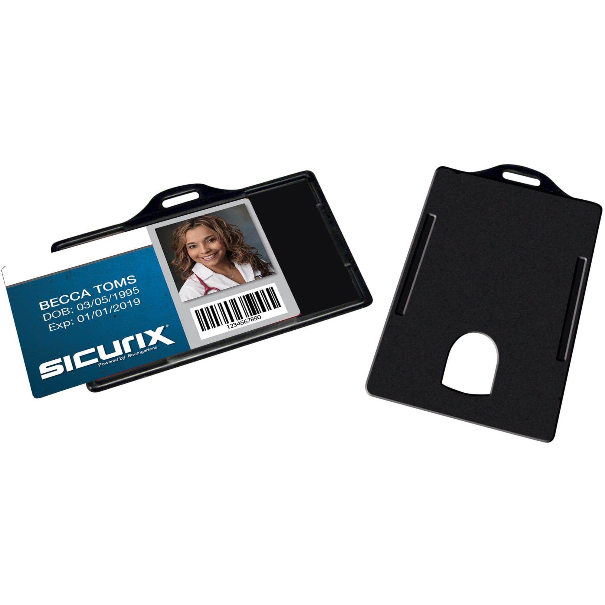 Baumgartens ID Card Holders,Horizontal,3-3/8"x2-1/8"25/PK,Black 68310