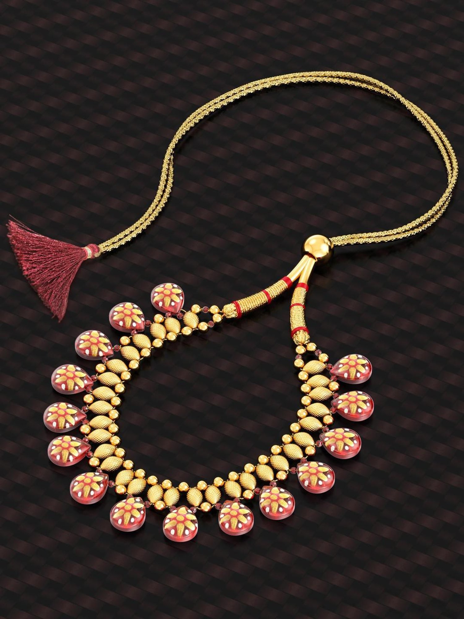 CKC Repouss&iquest; Work Rudraksha Gold Extender Neck Chain: Spiritual Elegance