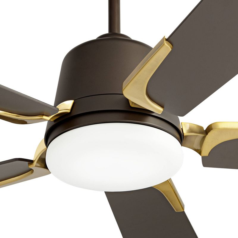 54" Casa Vieja Ceiling Fan with Light LED Dimmable Remote Bronze Soft Brass Opal Etched Glass Living Room Kitchen Bedroom Family