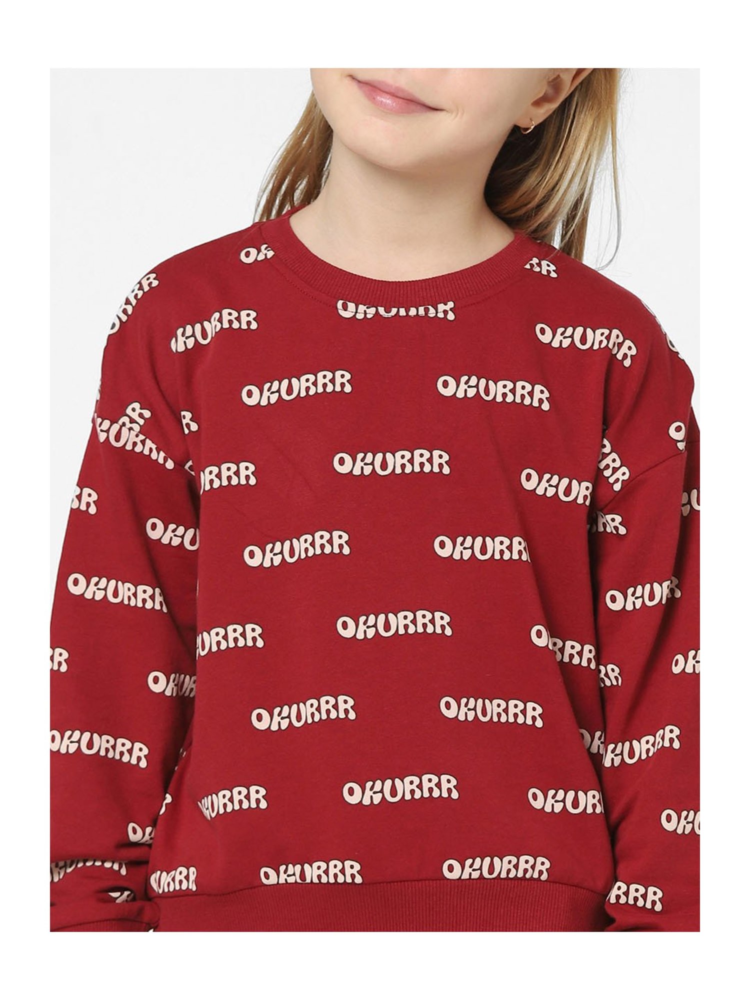 KIDS ONLY Red Printed Full Sleeves Sweatshirt