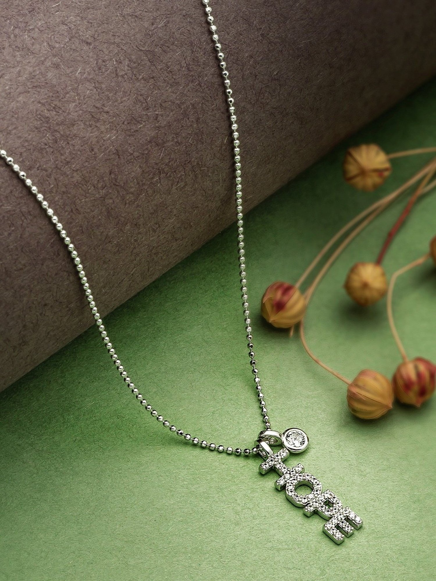 Silberry 92.5 Sterling Silver Crystal Hope Necklace