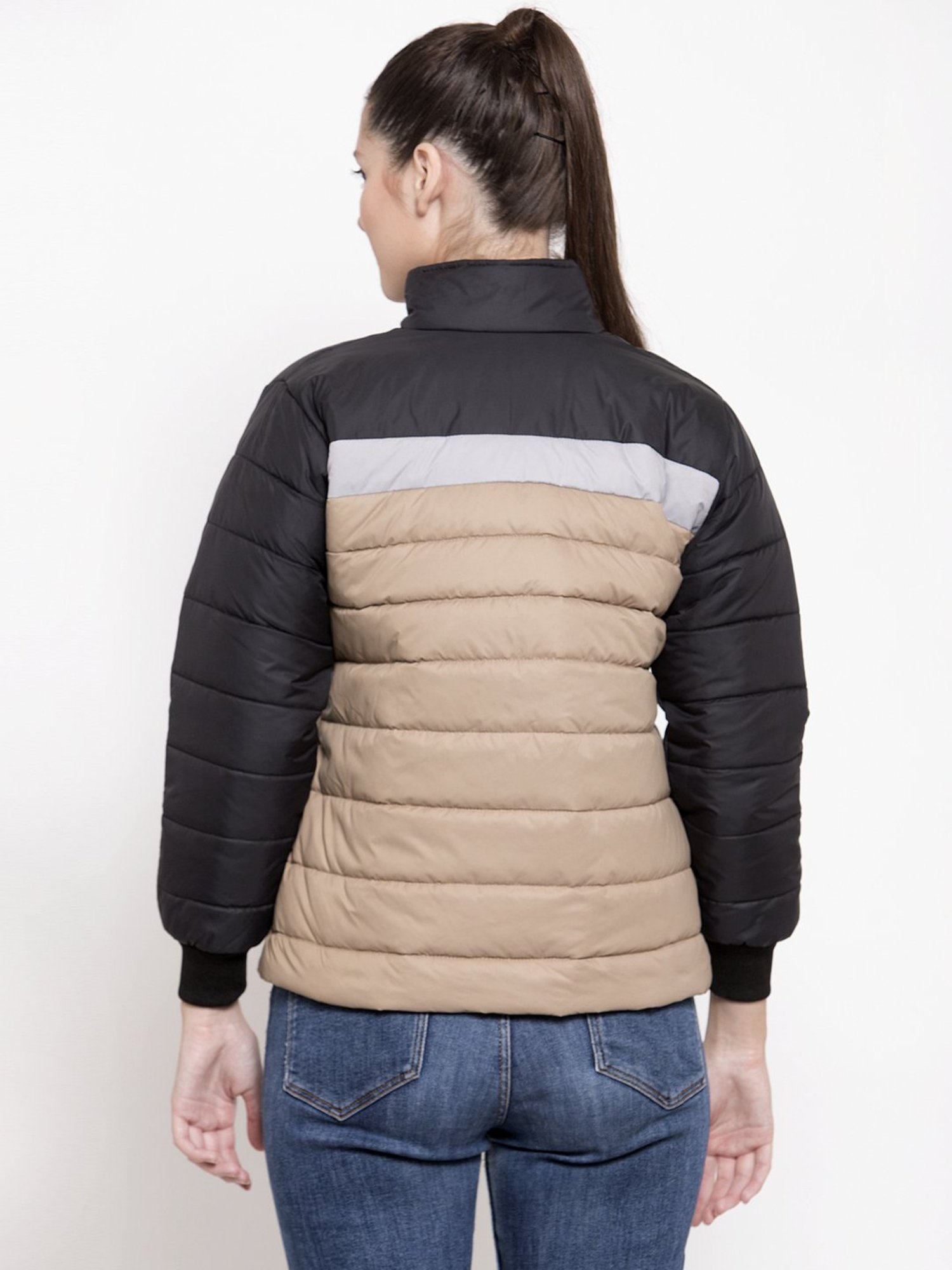 VOXATI Beige & Black Regular Fit Jacket