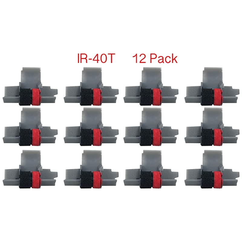 Ink Roller Black and Red Compatible with Canon P23DH V Calculator Casio HR100TM HR150TM 12 Pack