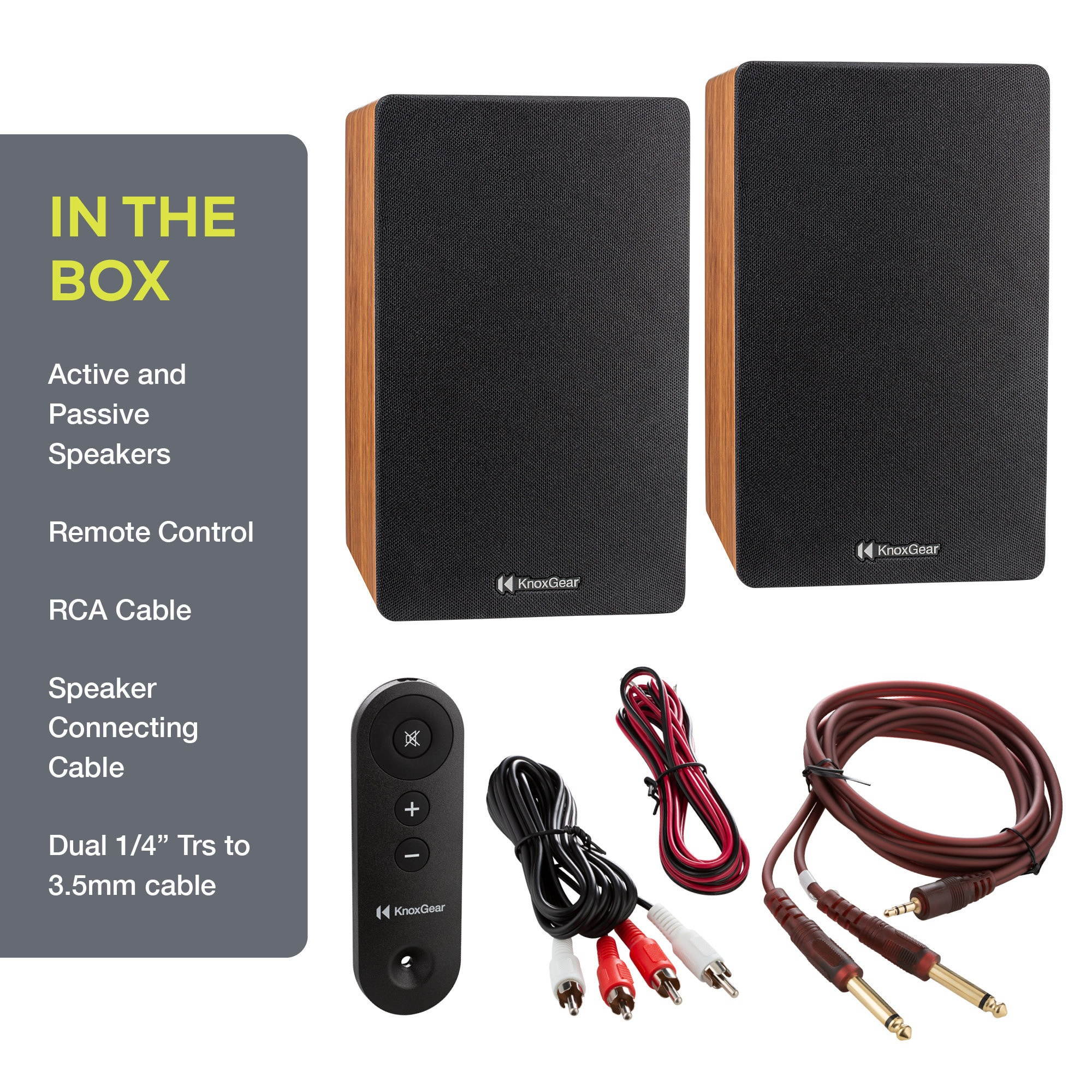 Knox Gear LP1 Powered Bookshelf Bluetooth Speakers (Wood Finish)