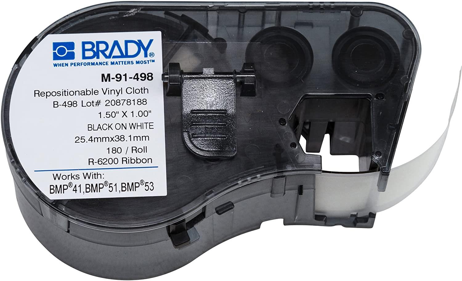 BRADY M-91-498 Label Cartridge, Black on White, Labels/Roll: 120