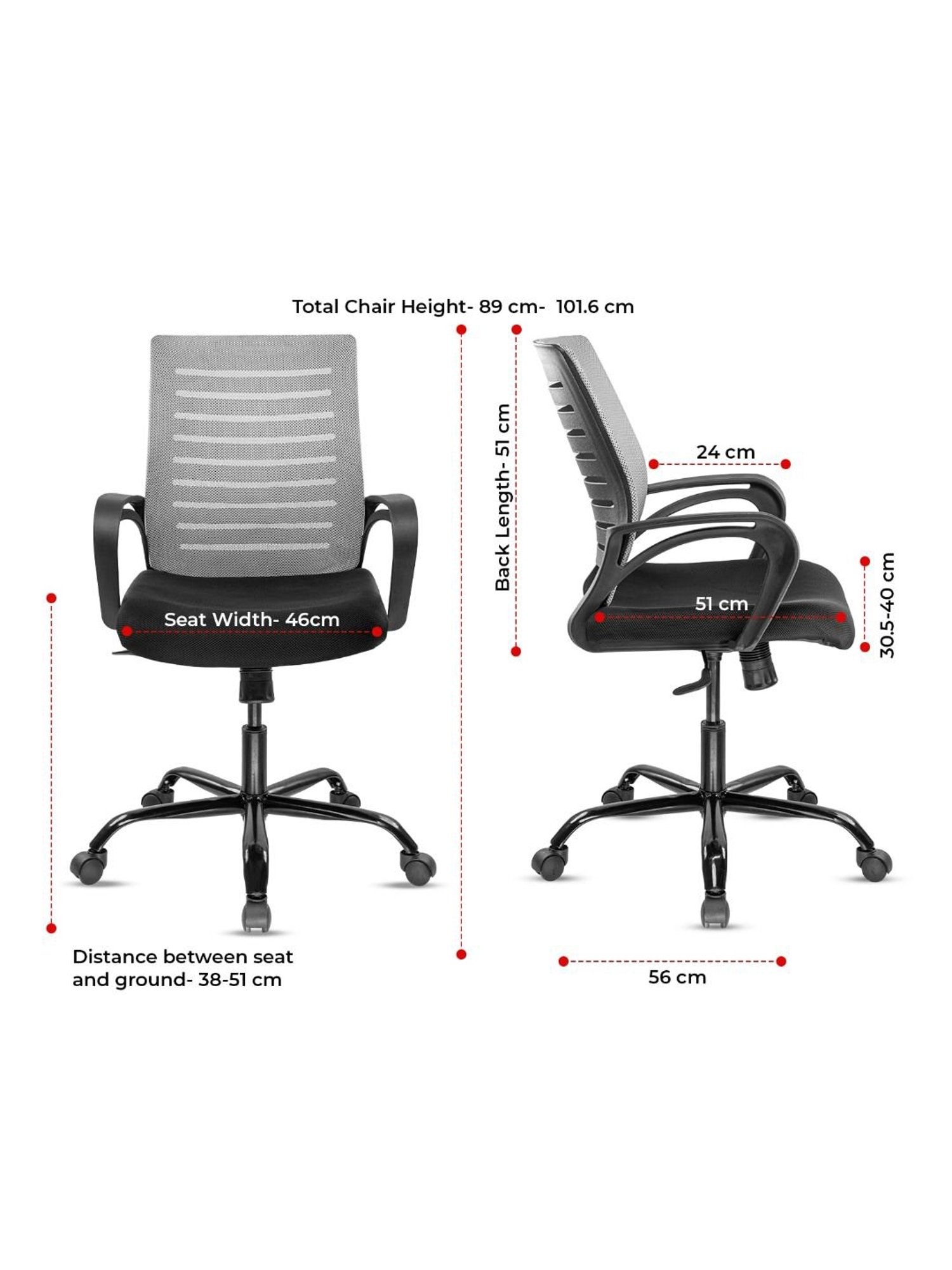 Green Soul Atom Black & Grey Foam Ergonomic Office Chair