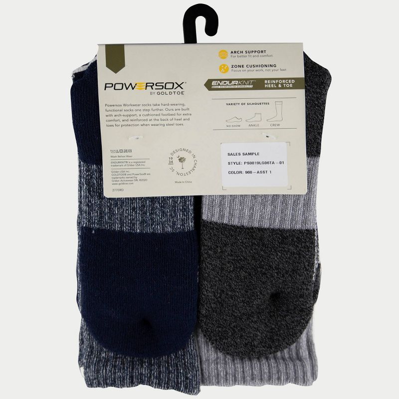 PowerSox Men's Workwear 6pk Crew Athletic Socks - Peacoat/Khaki 6-12.5