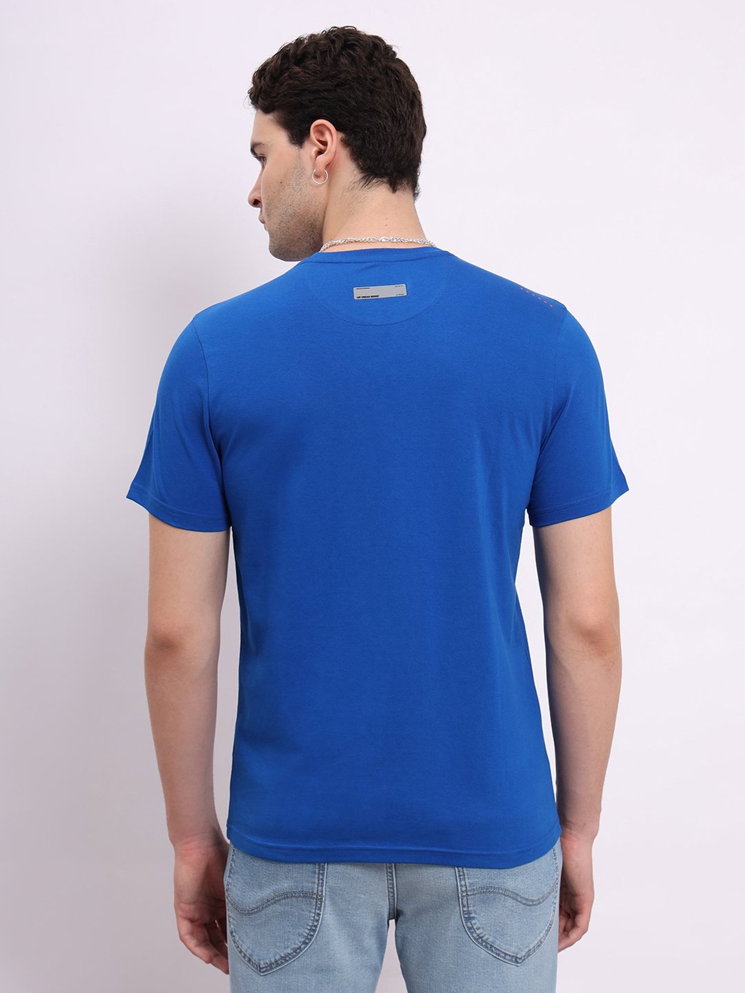 Lee Blue Regular Fit Graphic Print Cotton Crew T-Shirt
