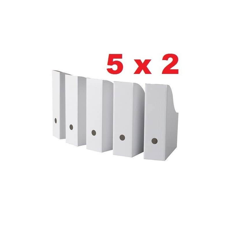 10 White Magazine File Holders Storage Boxes 12 1/4"H x 3 1/2"W x 9 3/4"D