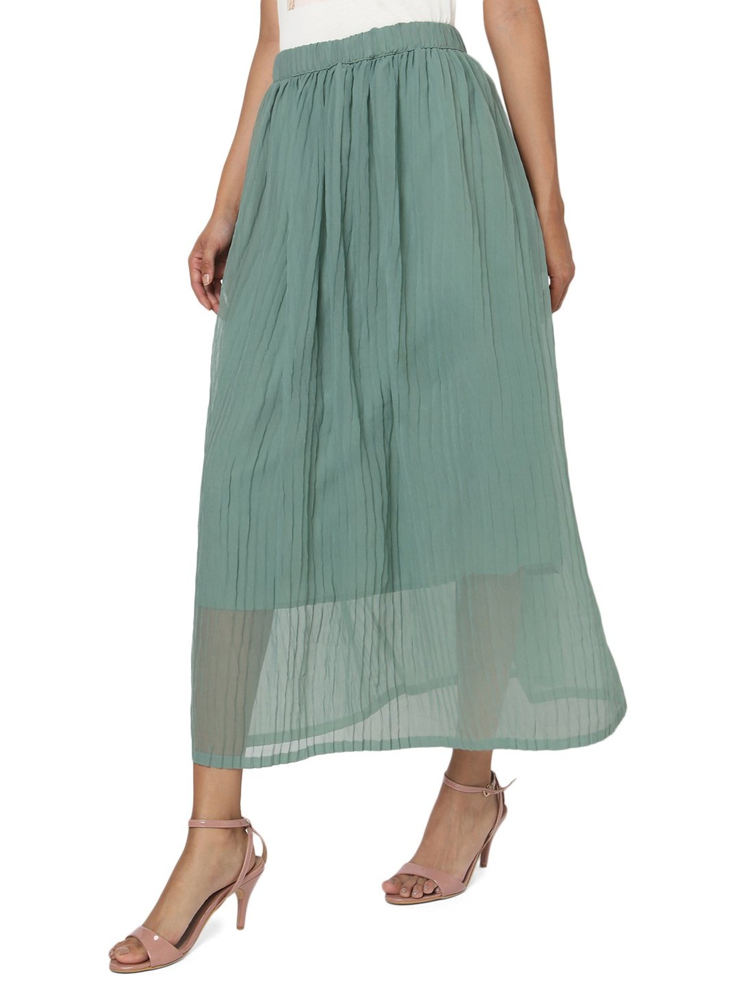 Smarty Pants Sage Green Midi Skirt