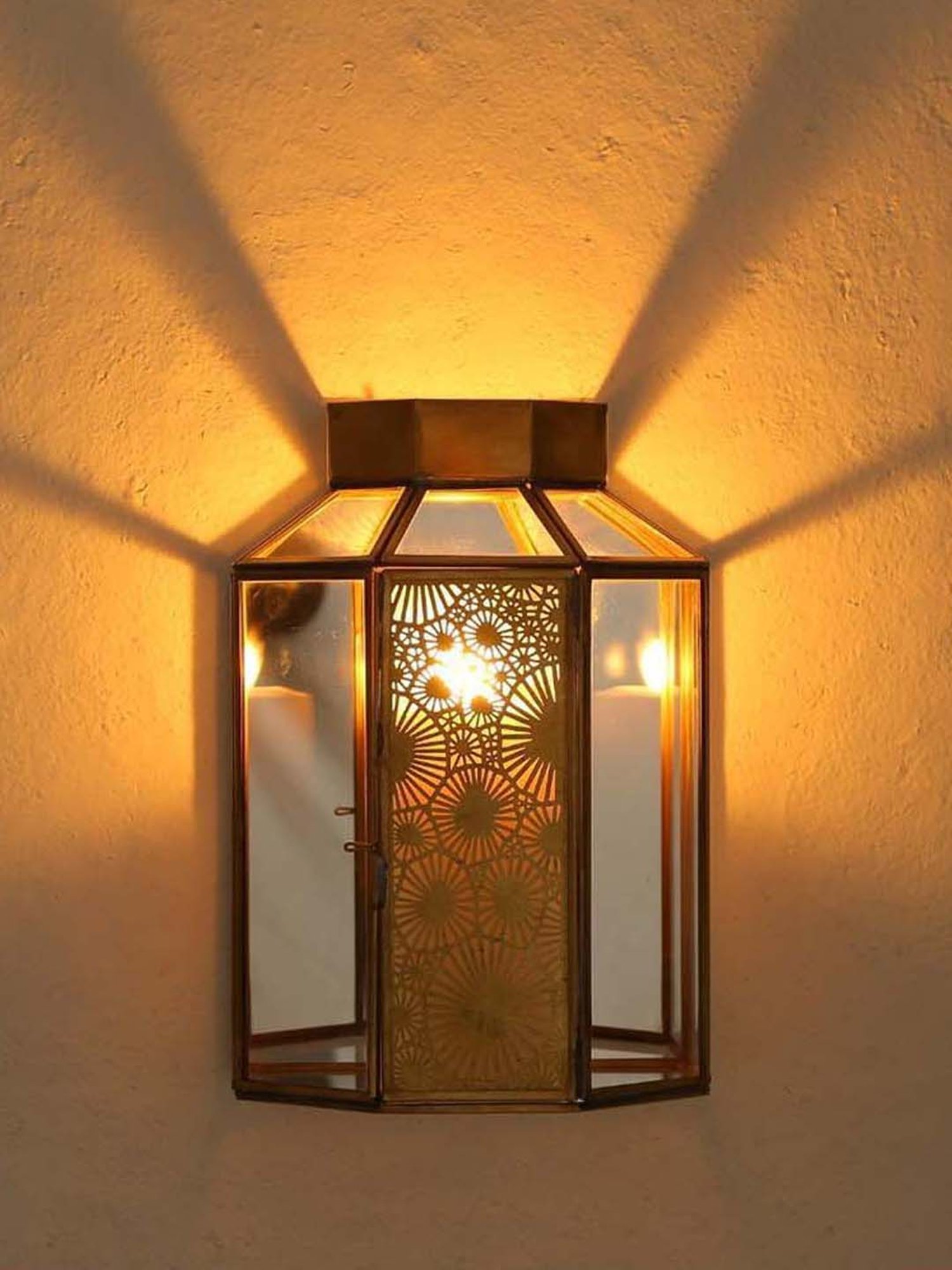 Home4U 'Preshti' Transparent & Brown Glass Wall Lantern - Set of 1