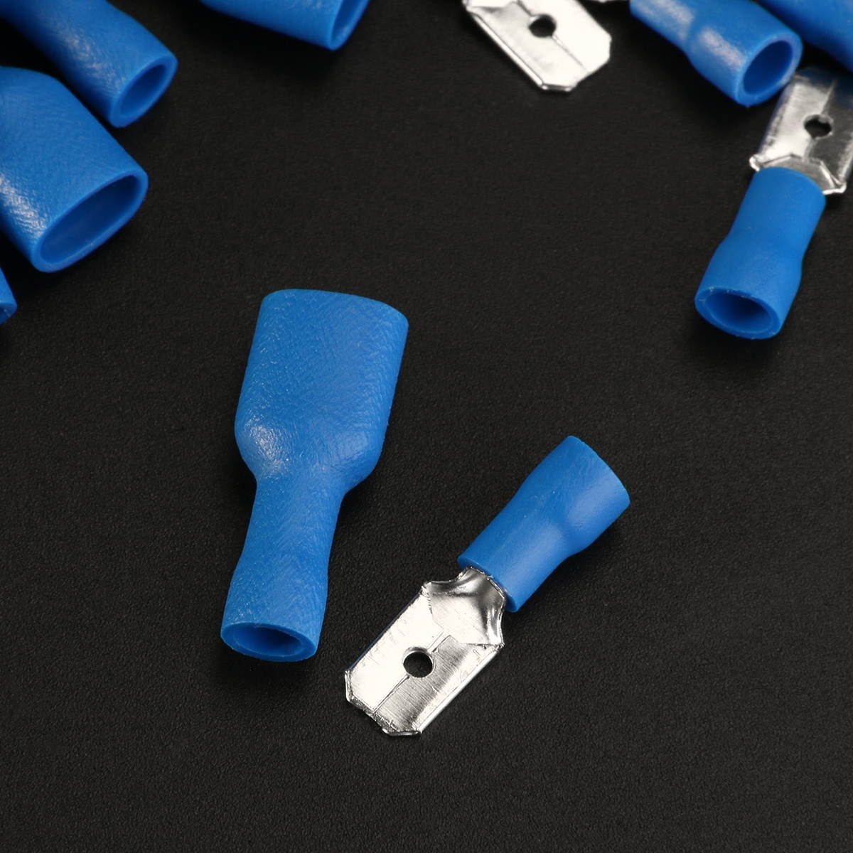100pcs Male & Female Insulated Spade Quick Splice Wire Terminals Wire Crimp Connectors (Blue)