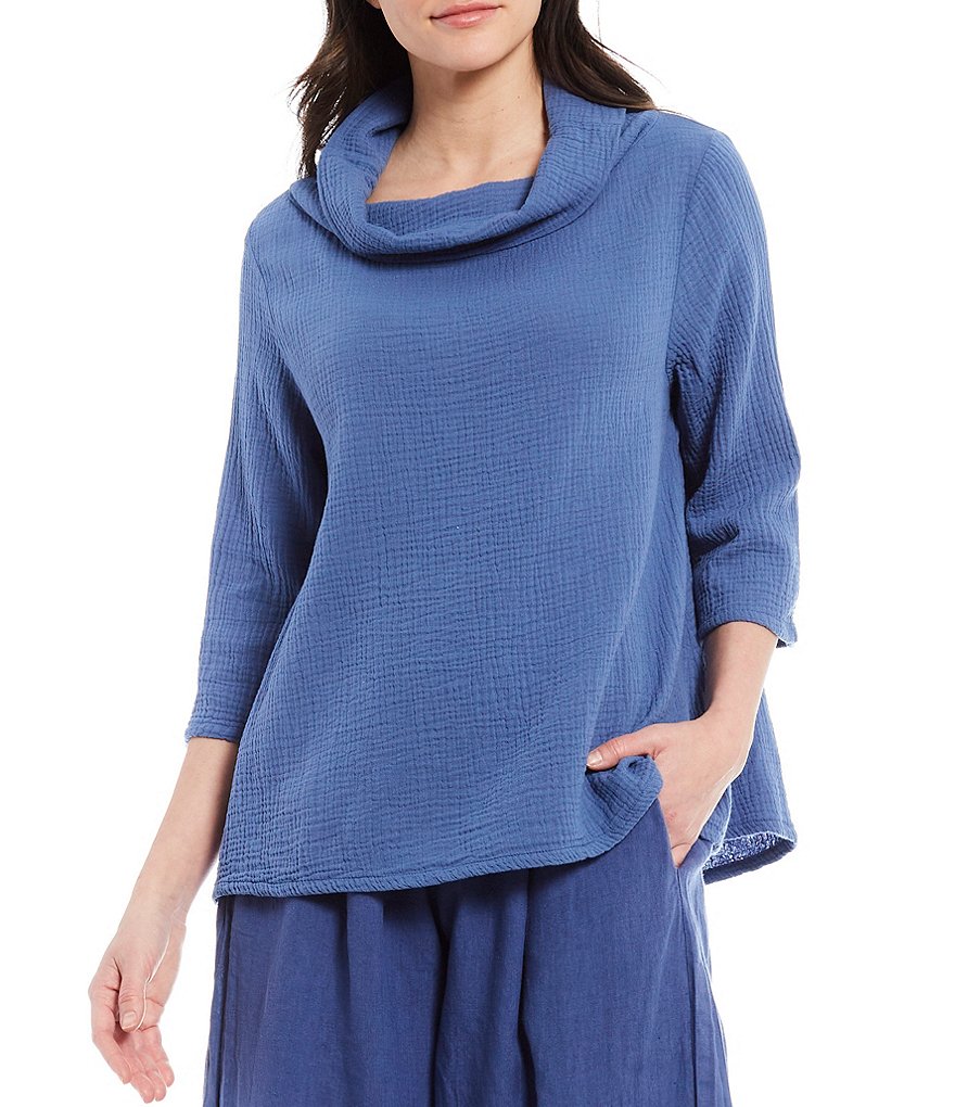 Bryn Walker Etta 3/4 Sleeve Cowl Neck Cotton Gauze Shirt