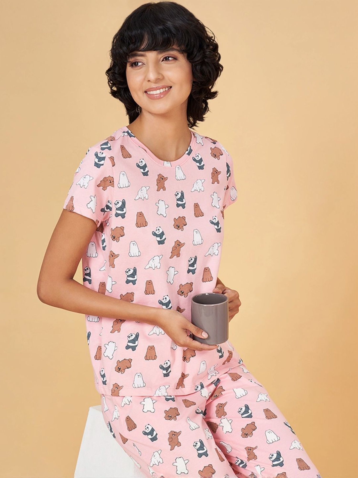 Dreamz by Pantaloons Pink Cotton Printed Pyjamas