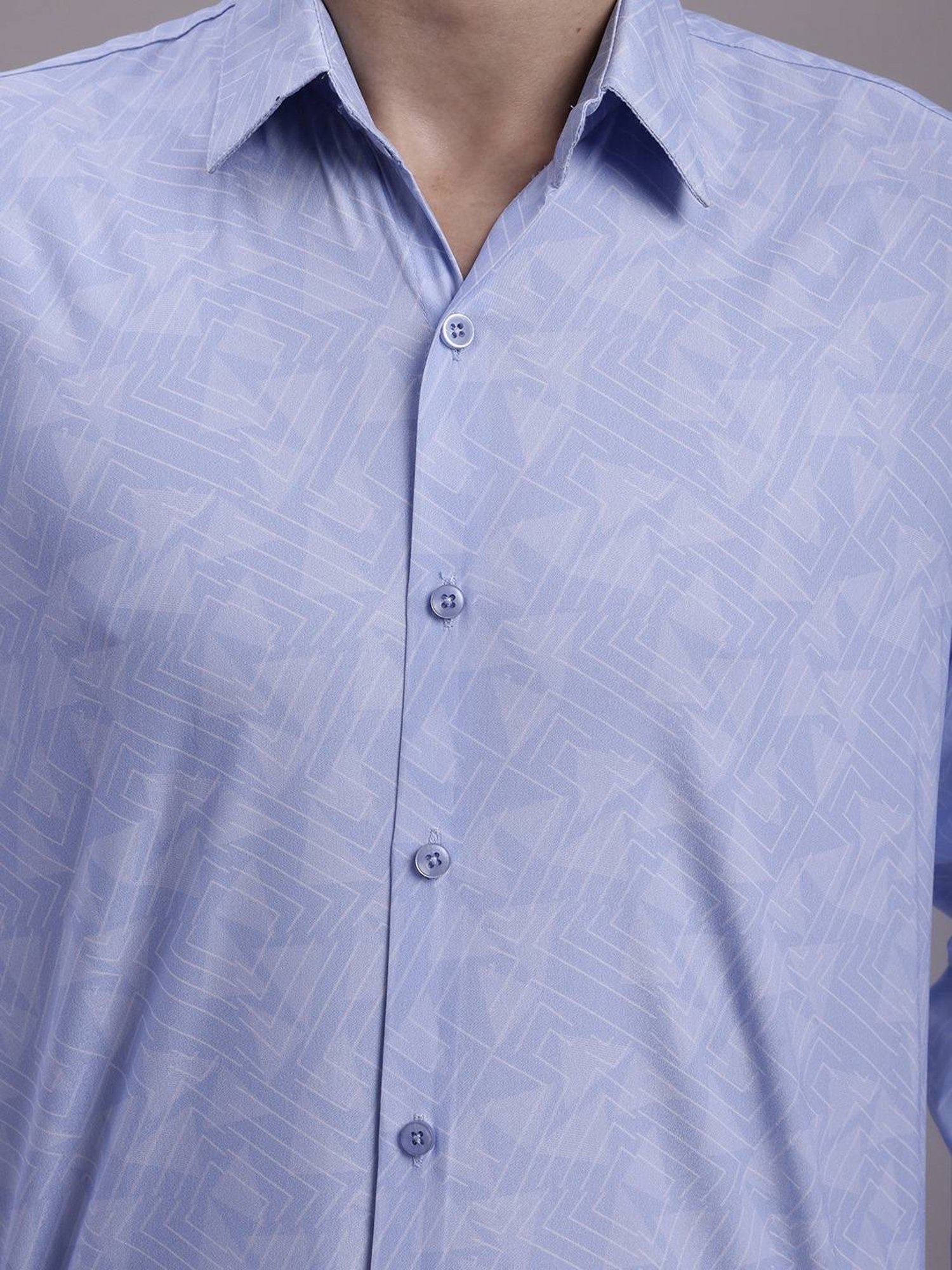 Jainish Blue Regular Fit Printed Shirt