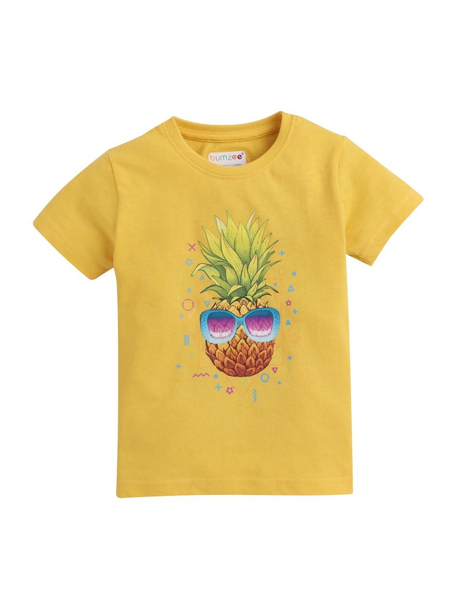 Bumzee Kids Yellow & Purple Cotton Printed Clothing Sets