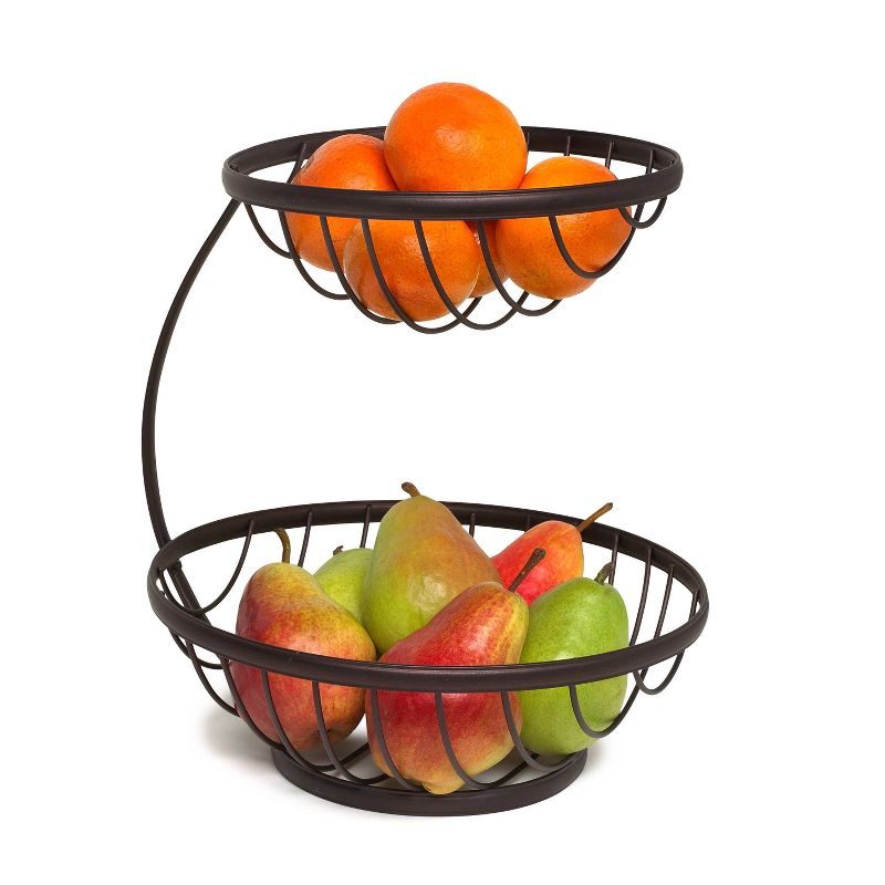 Spectrum Bloom Arched 2-Tier Steel Fruit Server - Satin Nickel