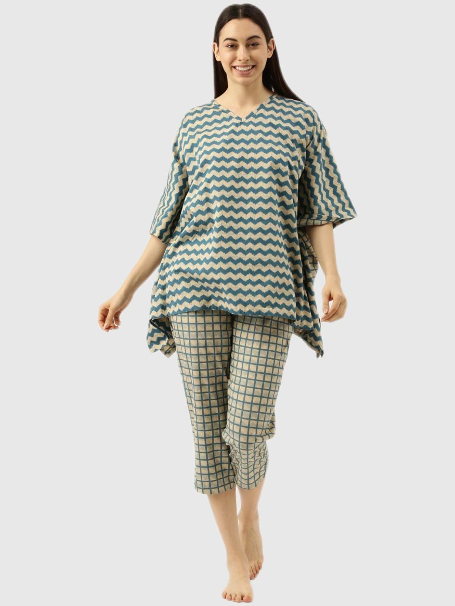 Clt.s Blue Chevron Print Pajama Set