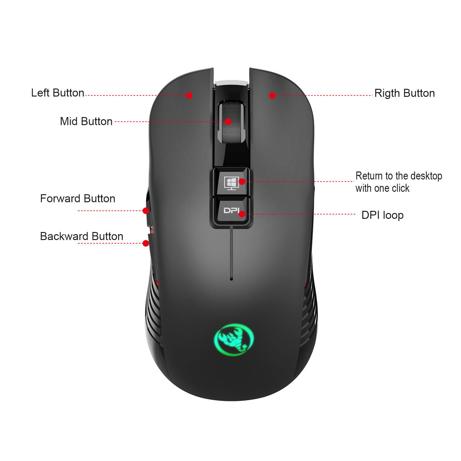 Wireless Charging Gaming Mouse Mute Luminous Mechanical Mouse for Mac and PC, up to 3600dpi