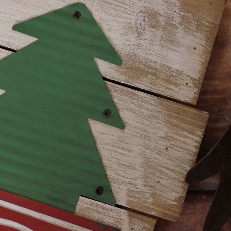 Raz Imports 28" Rustic Wood and Metal Red Truck Carrying Tree Wall Art