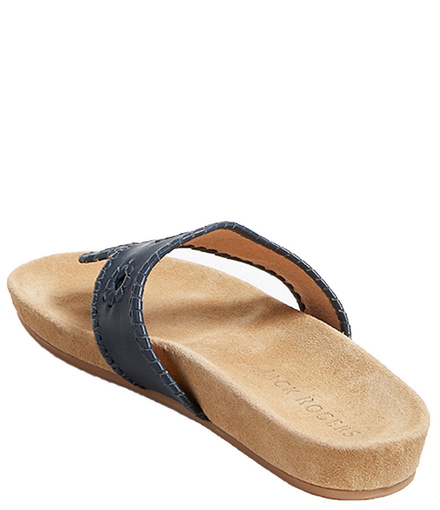 Jack Rogers Jacks Comfort Leather Whipstitch Detail Thong Sandals
