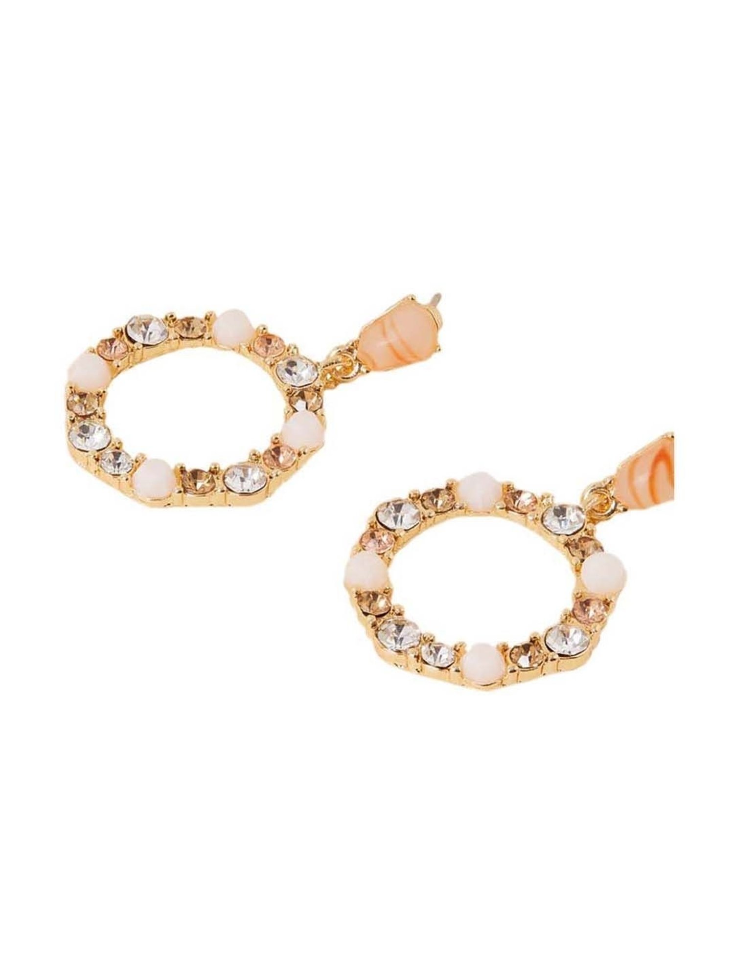Accessorize London Women's Orange Eclectic Stone Circle Short Drop Earrings