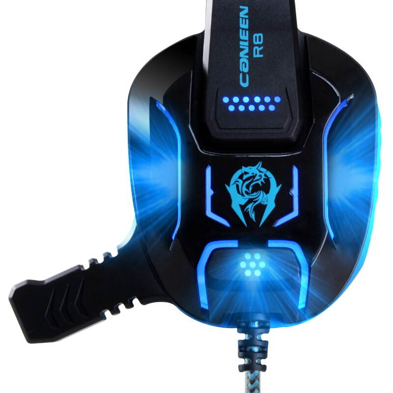 R8 Heavy Bass Light Comfortable Computer Games LED Luminous Headphone with 3.5 mm Jack Earphone Microphones Headset