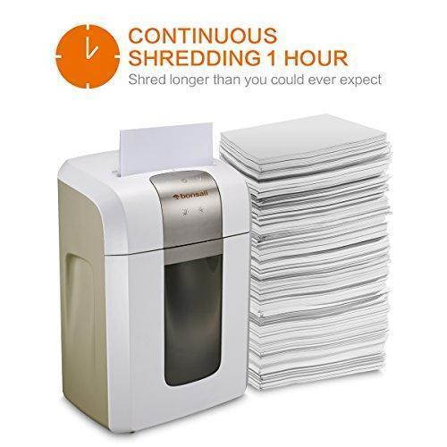 Bonsaii EverShred Pro 3S16 Heavy duty 12-Sheet Cross-Cut Paper/CD/Credit Card Shredder, Quiet Operation with 60 Minutes Running Time, White