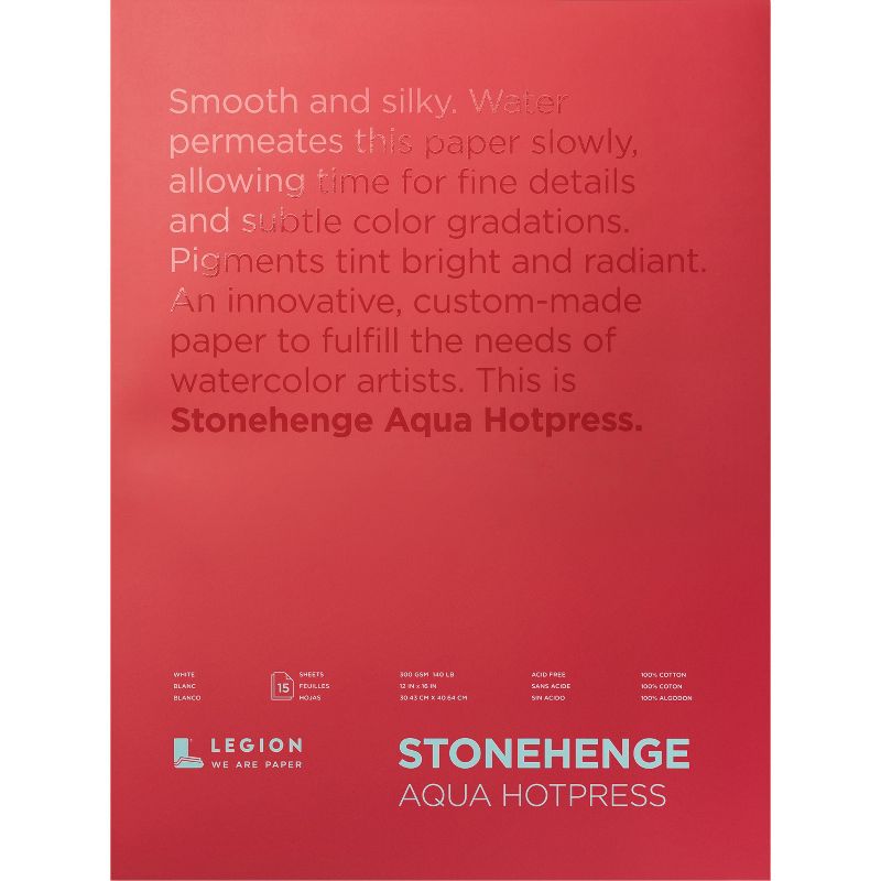Stonehenge Aqua Block Hotpress Pad 10"X14" 15 Sheets/Pkg-White 140lb