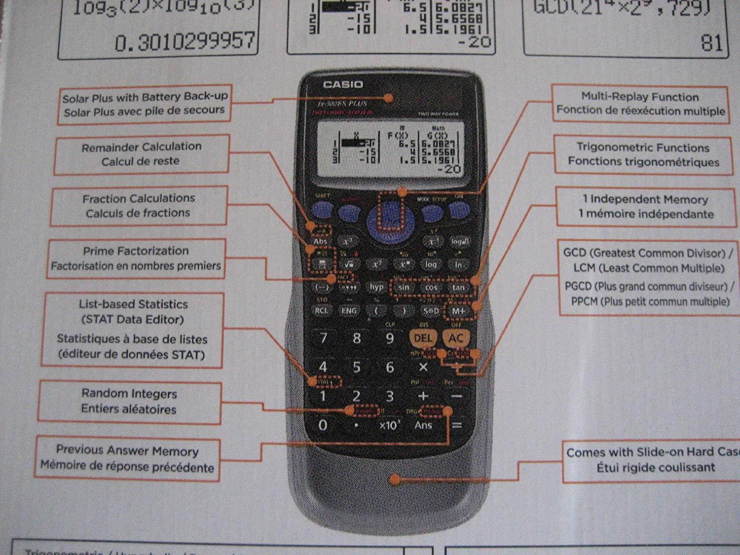 Casio Advanced Display Scientific Calculator Fx-300es Plus & Travel Size Sl-300vc-be