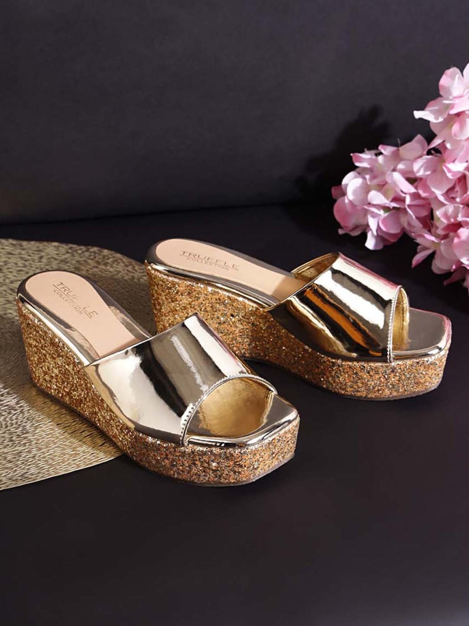 Truffle Collection Women's Pale Gold Casual Wedges