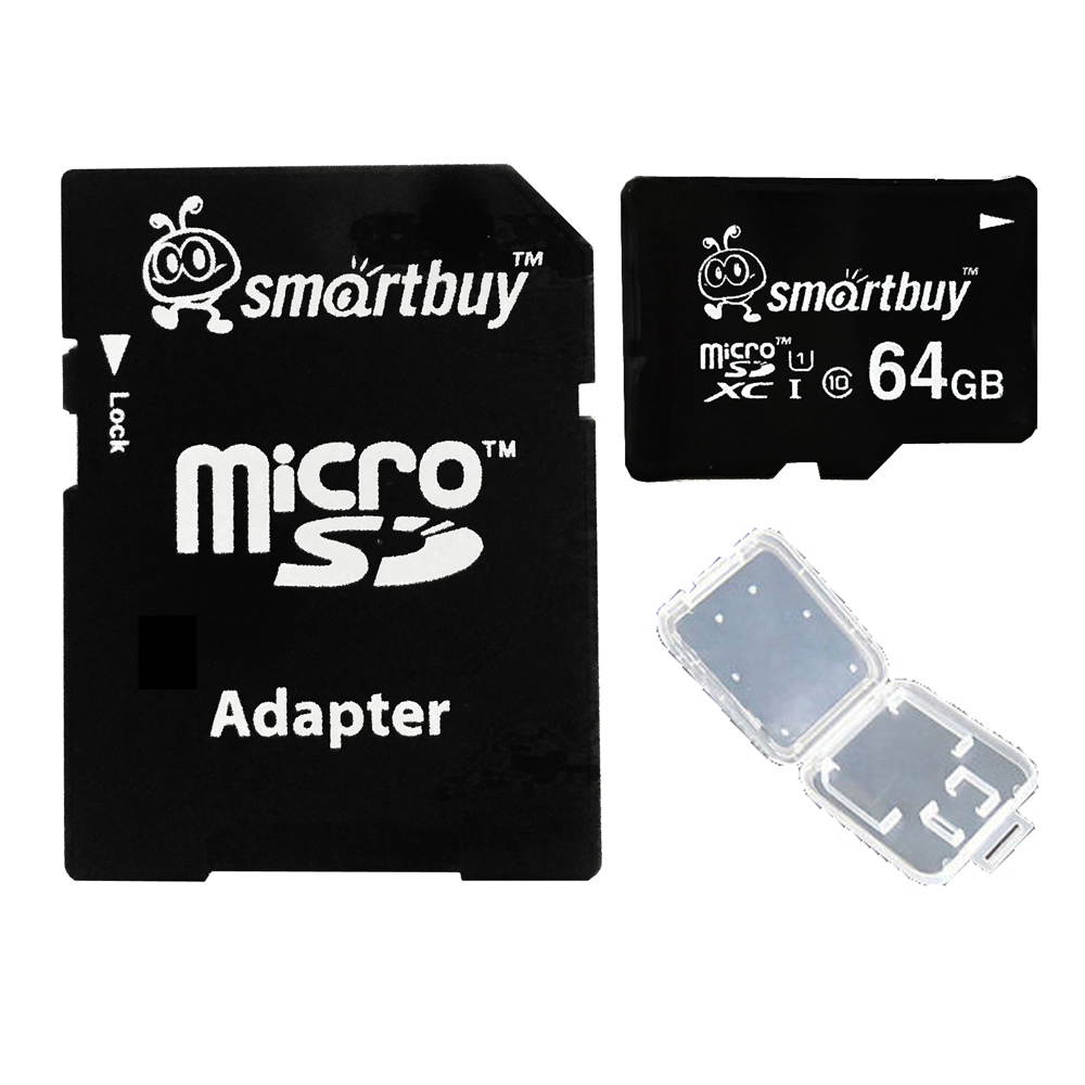 Smartbuy Micro SDXC Class 10 TF Flash Memory Card SD XC C10 Ultra U1 UHS-I HD For Camera Mobile Phone Tab GPS MP3 TV + Adapter + Mini Case (64GB- 5 Packs)