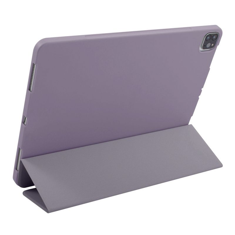 Insten - Tablet Case for iPad Pro 12.9" 2020, Liquid Silicone, Frosted Back, Auto Sleep/Wake, Pencil Charging, Grey Purple