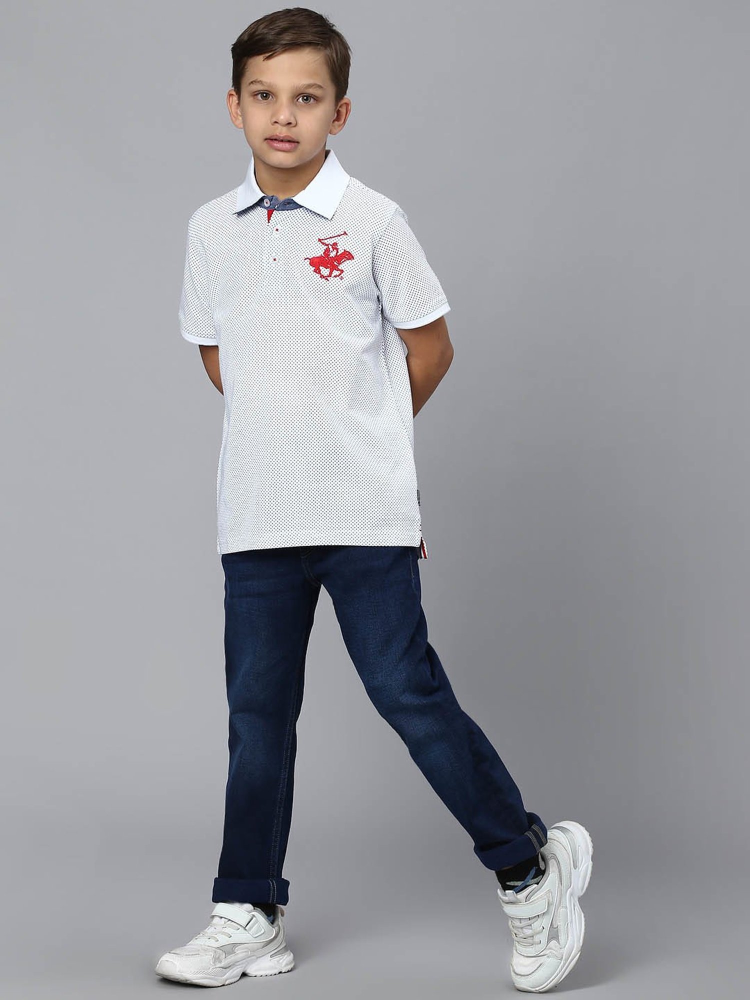 Beverly Hills Polo Club Kids White Printed Polo T-Shirt