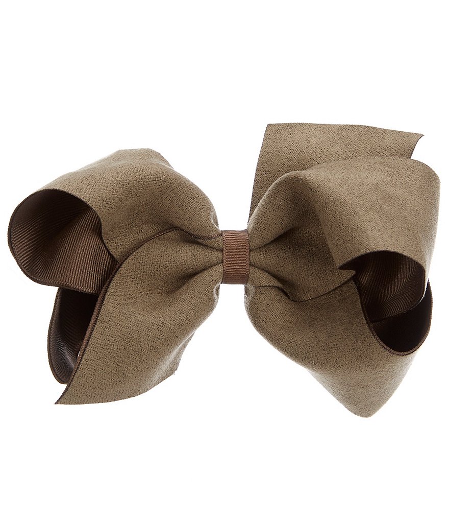 Copper Key Faux Suede and Grosgrain Overlay King Bow