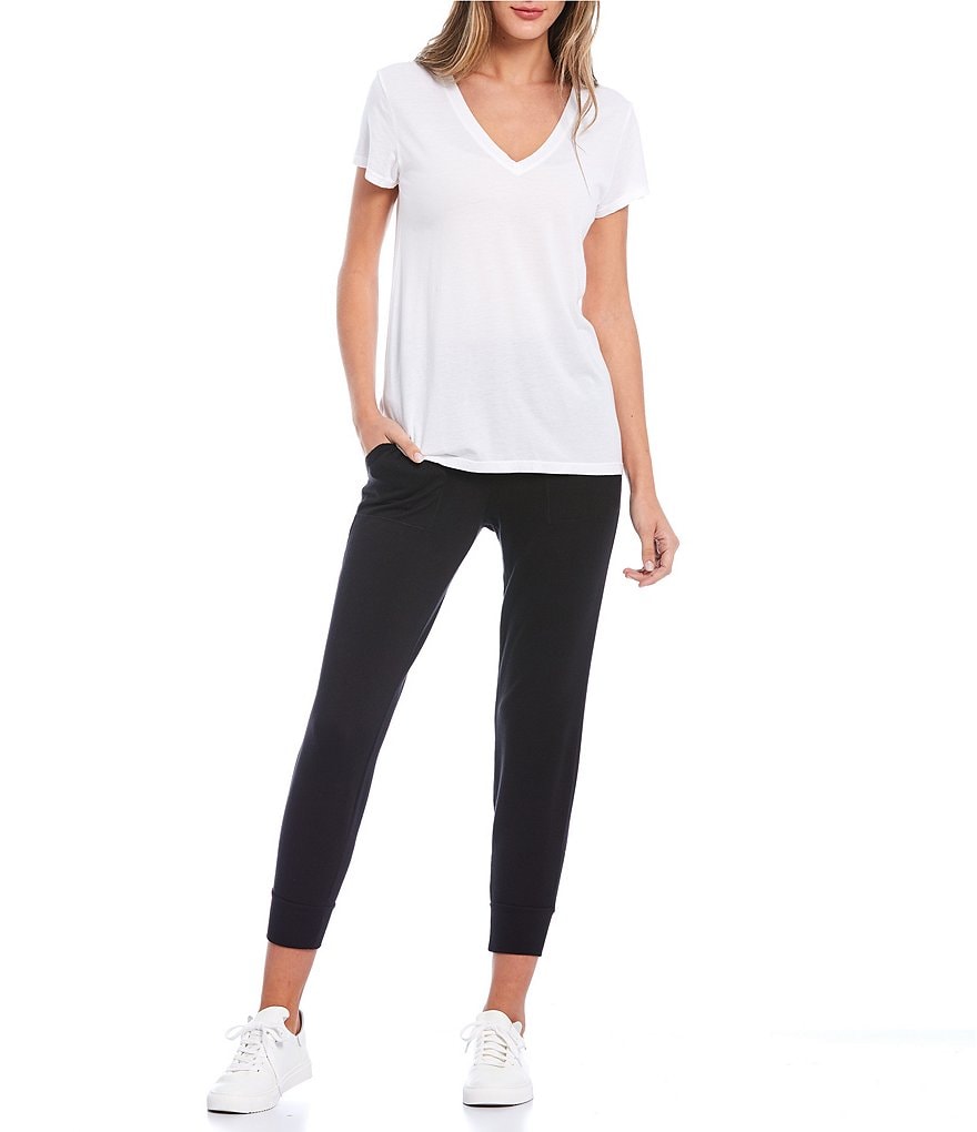 Splendid Kate Knit V-Neck Short Sleeve Coordinating Tee