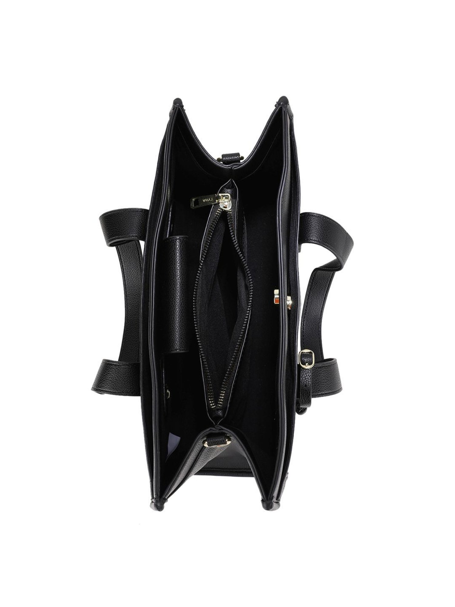 Tyra Emily Black Solid Faux Leather Tote Handbag