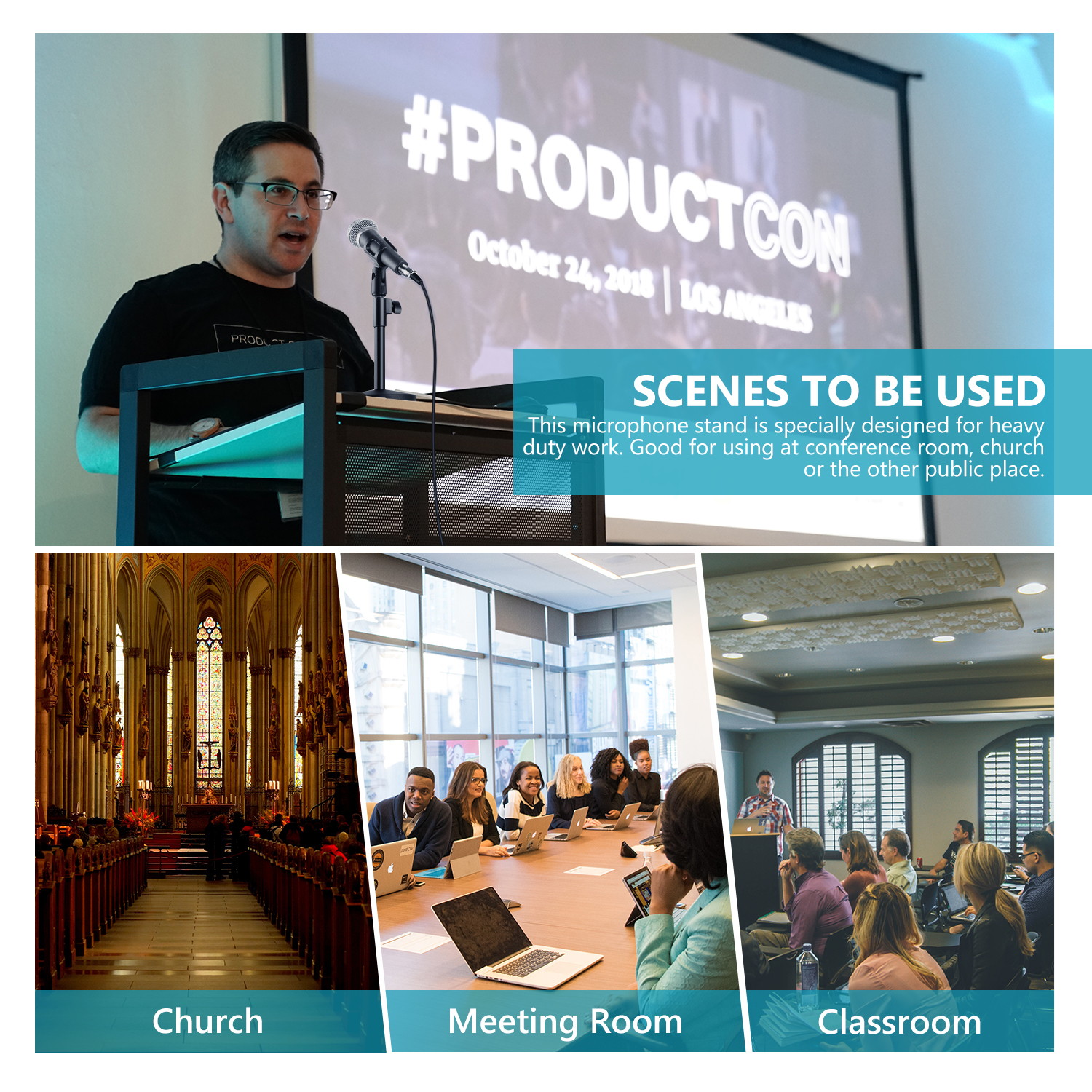 Neewer&reg; 2-Pack NW-(PC-02) Black Height Adjustable (9.45"-12.2" / 24cm-31cm) Iron Base Desktop Microphone Stands with Microphone Clip Holder