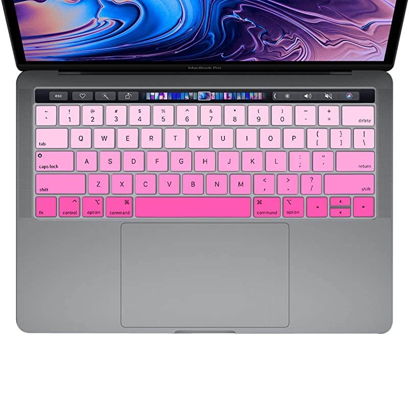 Ultra Thin Keyboard Cover Skin for MacBook Pro 13inch 15inch with Touch Bar Model A2159 A1989 A1990 A1706 A1707 2019 2018 2017 2016 Ombre Pink