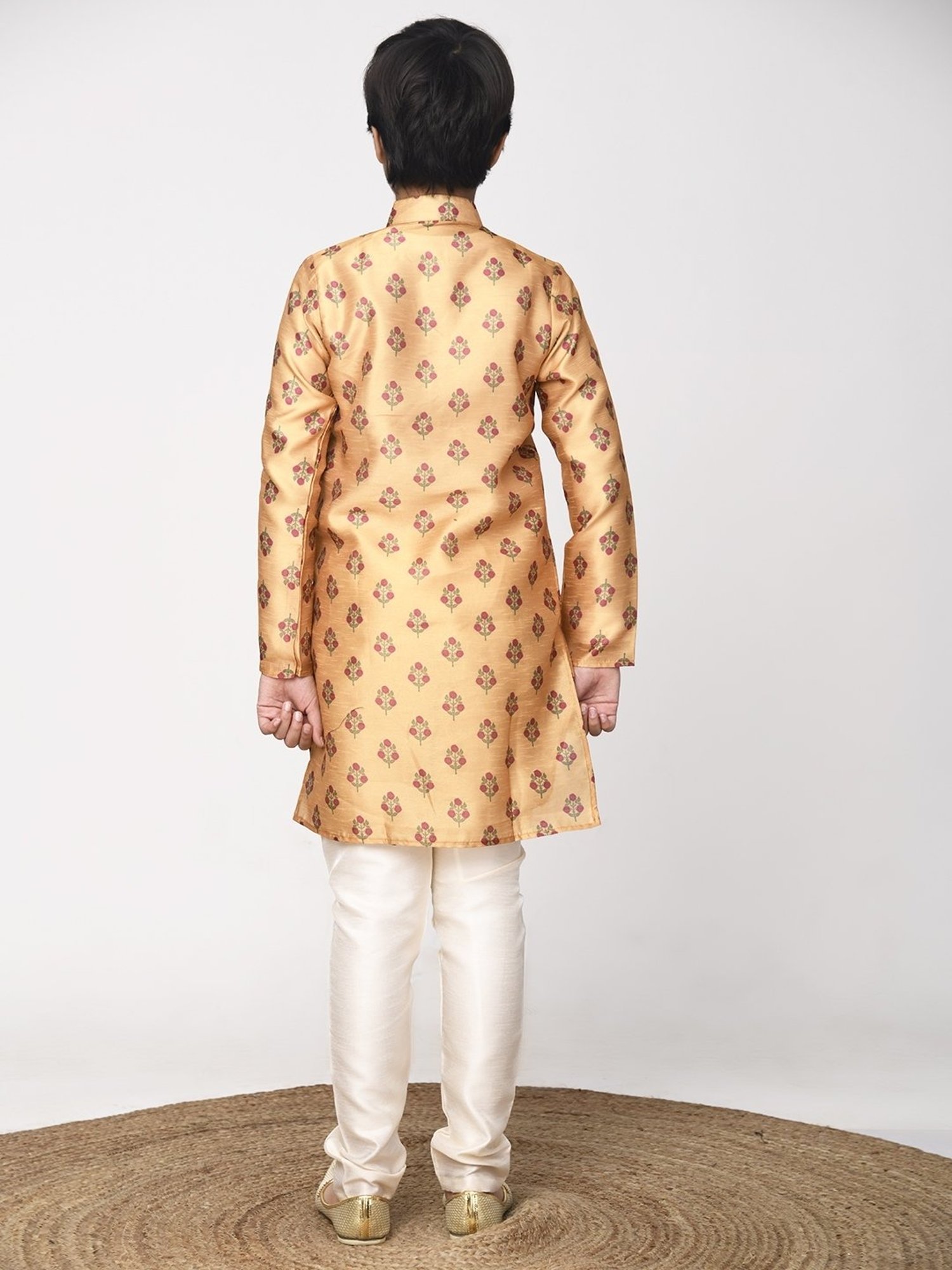 Lilpicks Kids Yellow & White Floral Print Full Sleeves Kurta Set