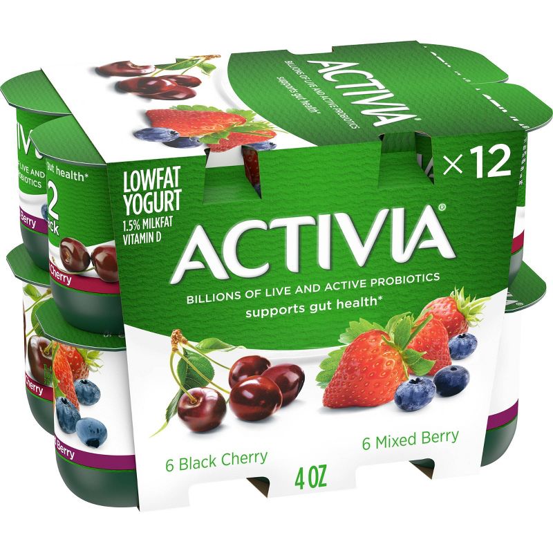 Dannon Activia Mixed Berry/Black Cherry Probiotic Yogurt - 12pk/4oz cups