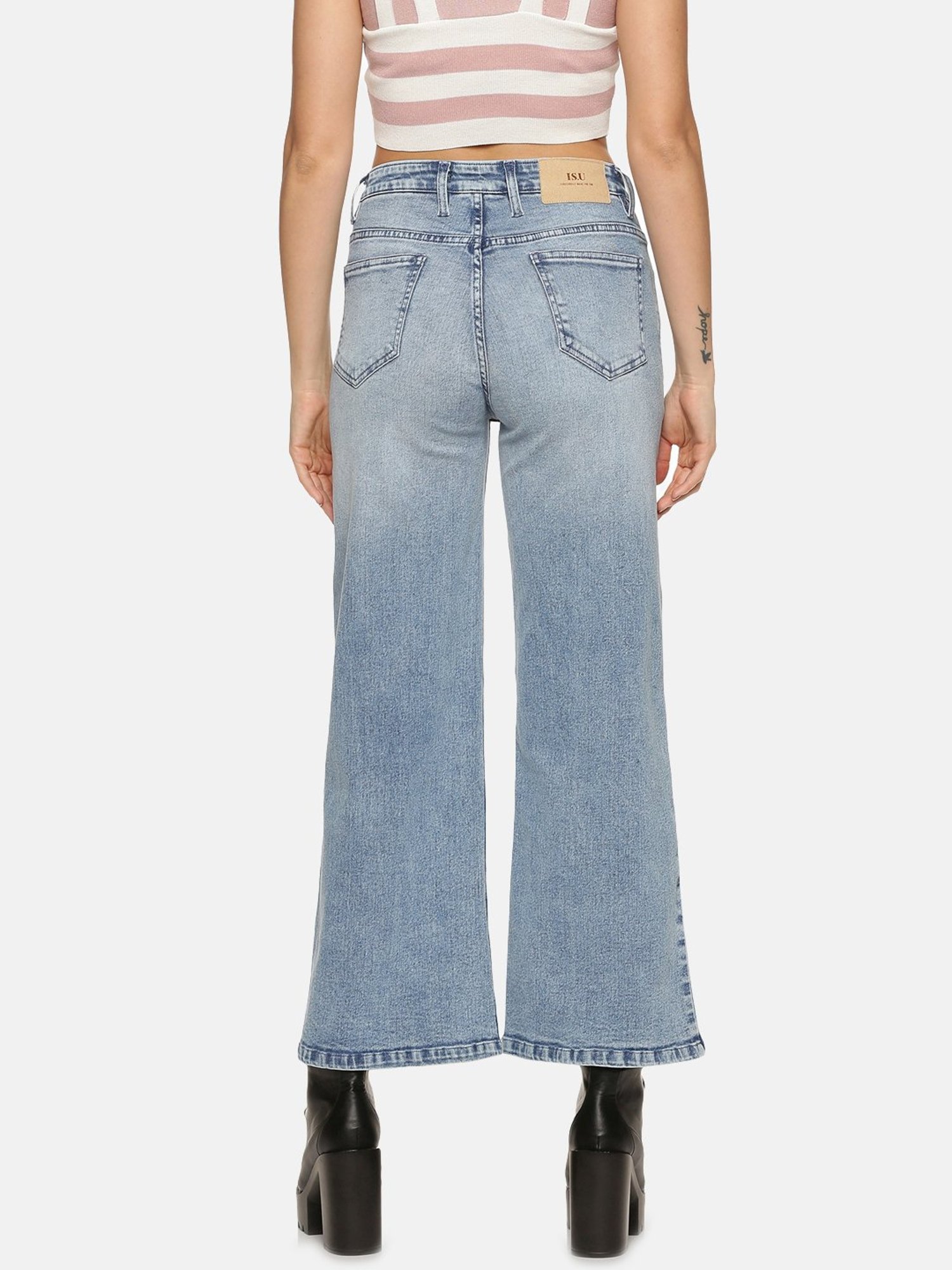 ISU Blue Cotton Mid Rise Jeans