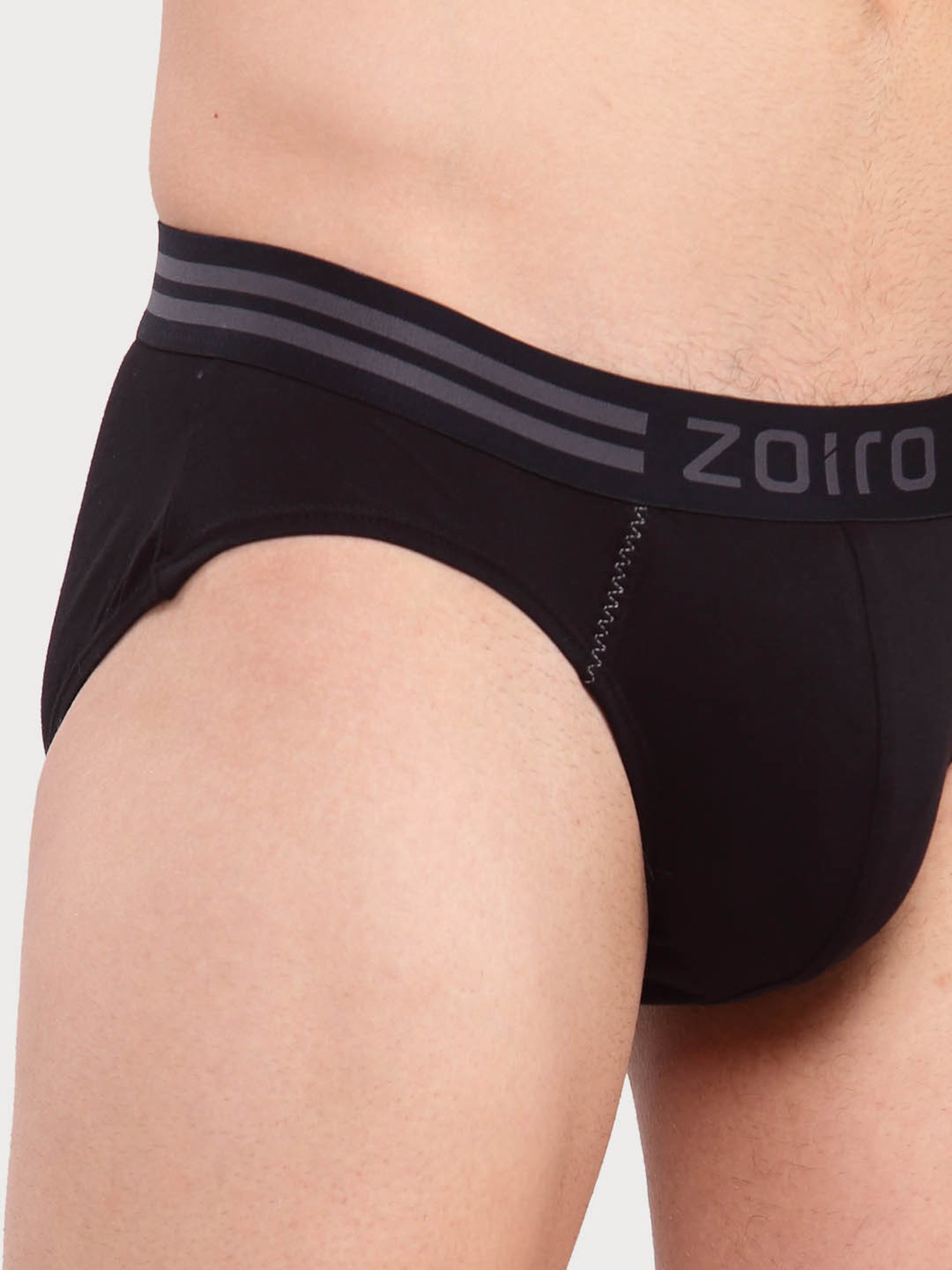 Zoiro Black Cotton Regular Fit Briefs - Pack Of 2