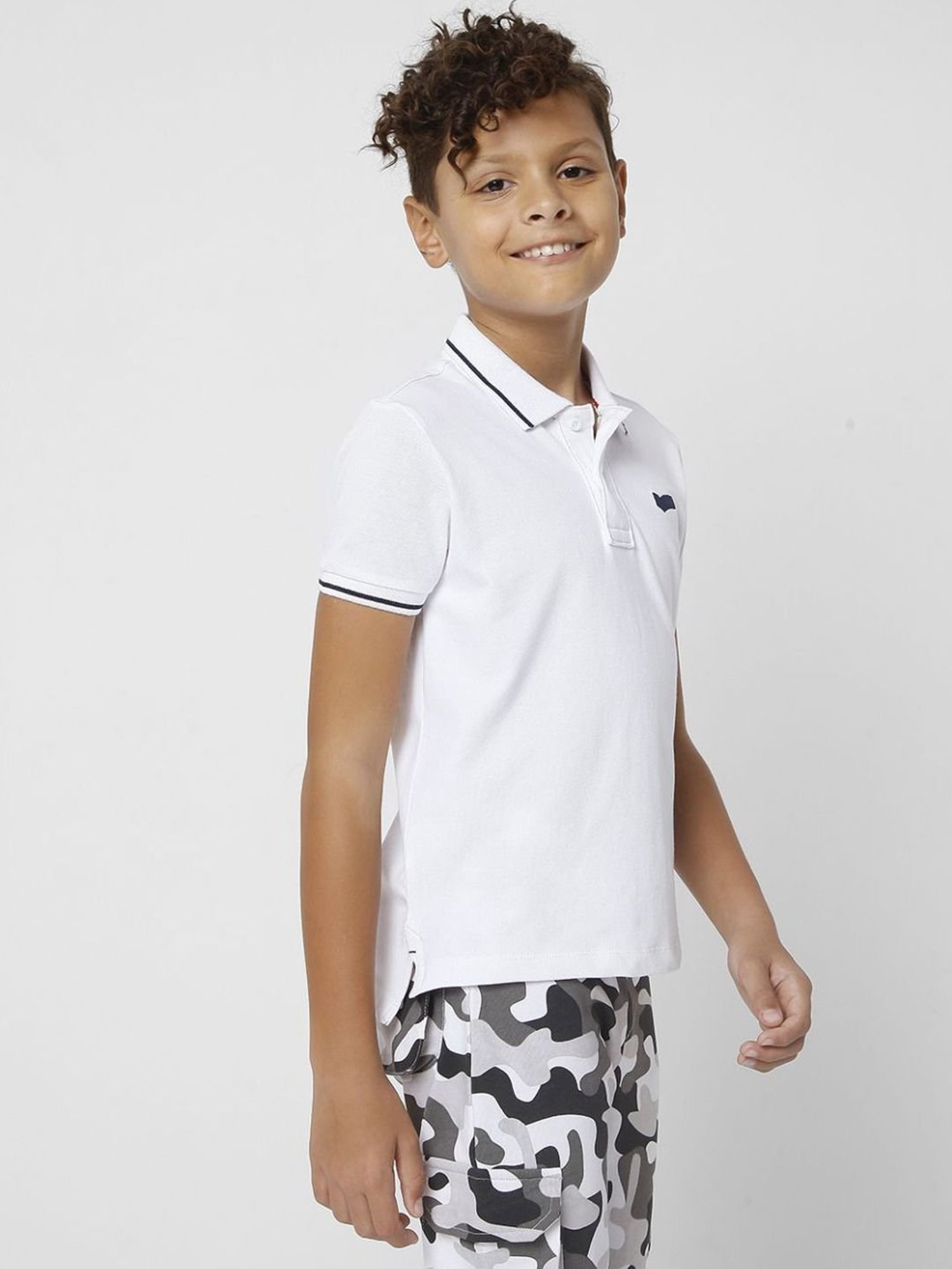 Gas Kids White Slim Fit Polo T-Shirt
